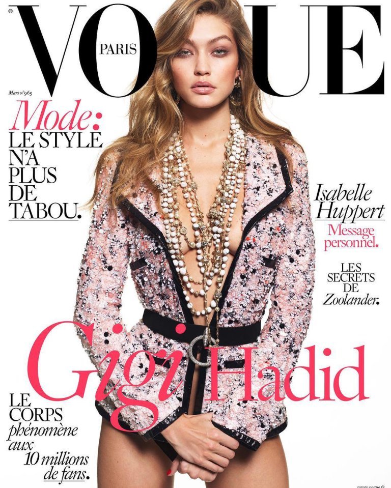 Джиджи Хадид полностью обнажилась для новой обложки журнала Vogue